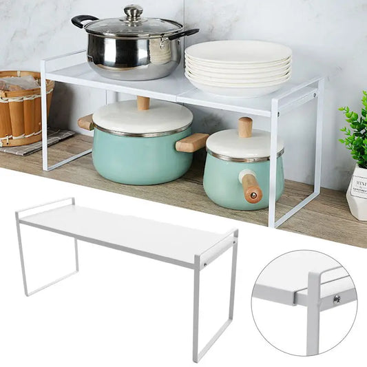 Adjustable Kitchen Storage Racks for Organizing Dishes and Condiments