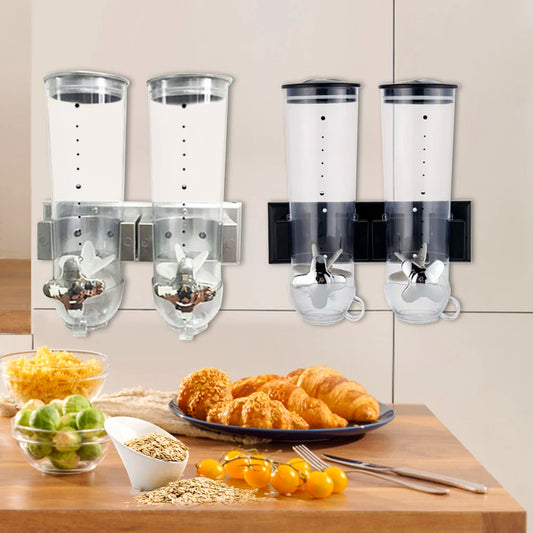 Food Dispensers 2 PACK Wall Mount Double Dry Cereal Dispenser