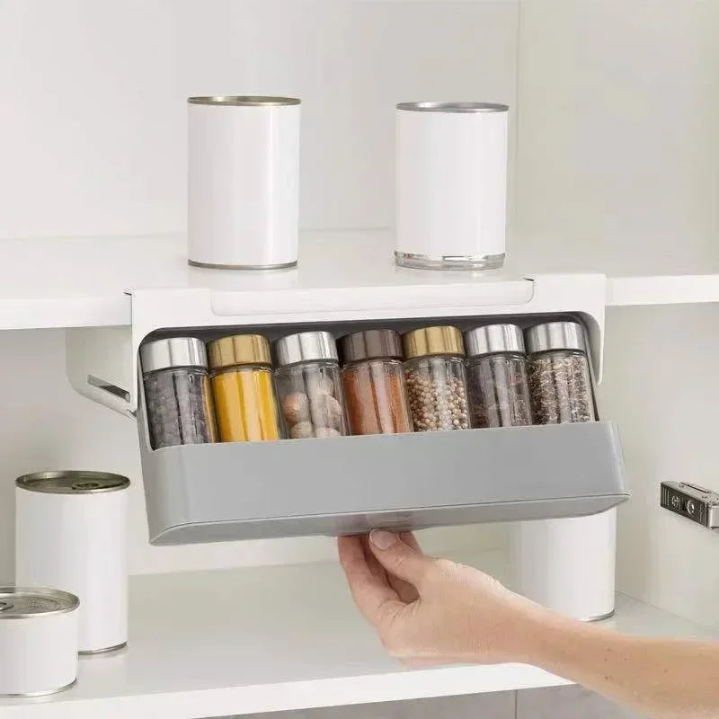 Wall-Mounted Self-Adhesive Spice Organizer Rack